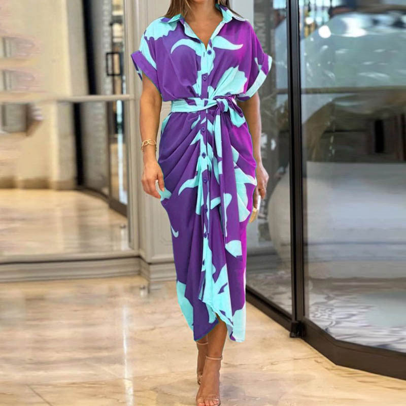 Robe Chemise Midi Imprimée Élégante