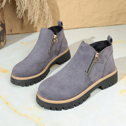 Bottines Suédées Zip Latéral Confort Femme