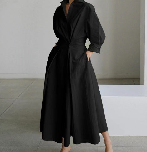 Robe Fluide Évasée Taille Élastique Femme