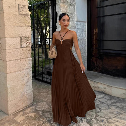 Robe Longue Plissée Élégante Femme