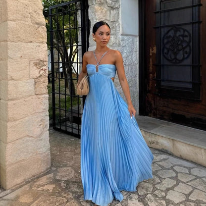 Robe Longue Plissée Élégante Femme