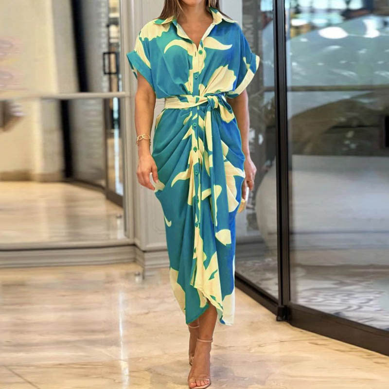 Robe Chemise Midi Imprimée Élégante