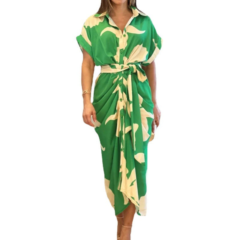 Robe Chemise Midi Imprimée Élégante