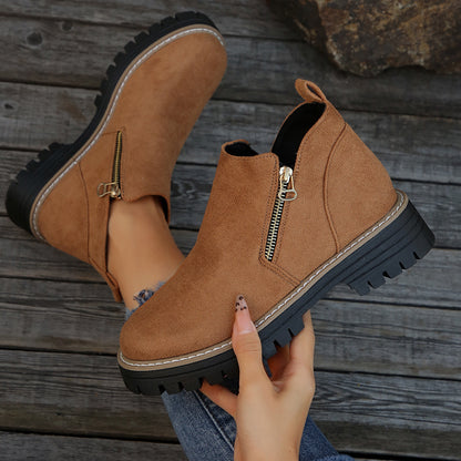 Bottines Suédées Zip Latéral Confort Femme
