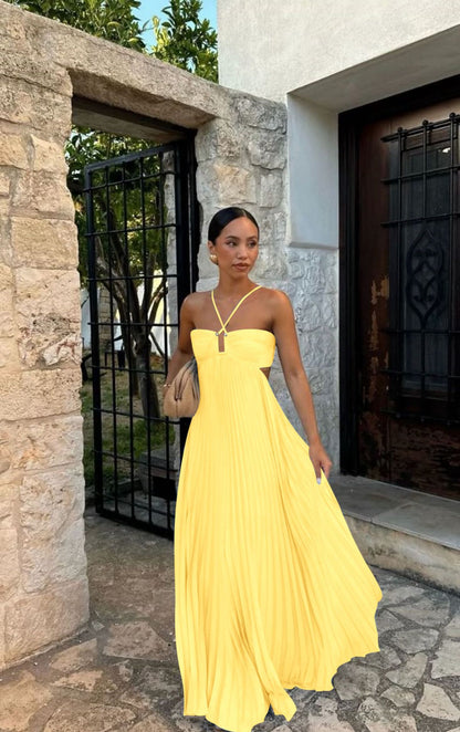 Robe Longue Plissée Élégante Femme