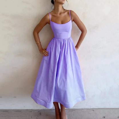 Robe Bretelles Fluide Style Féminin