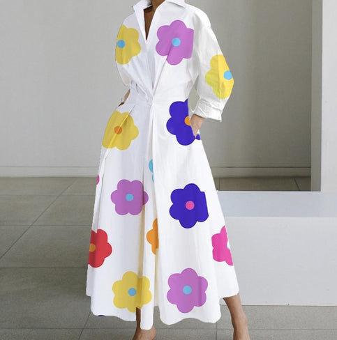 Robe Fluide Évasée Taille Élastique Femme