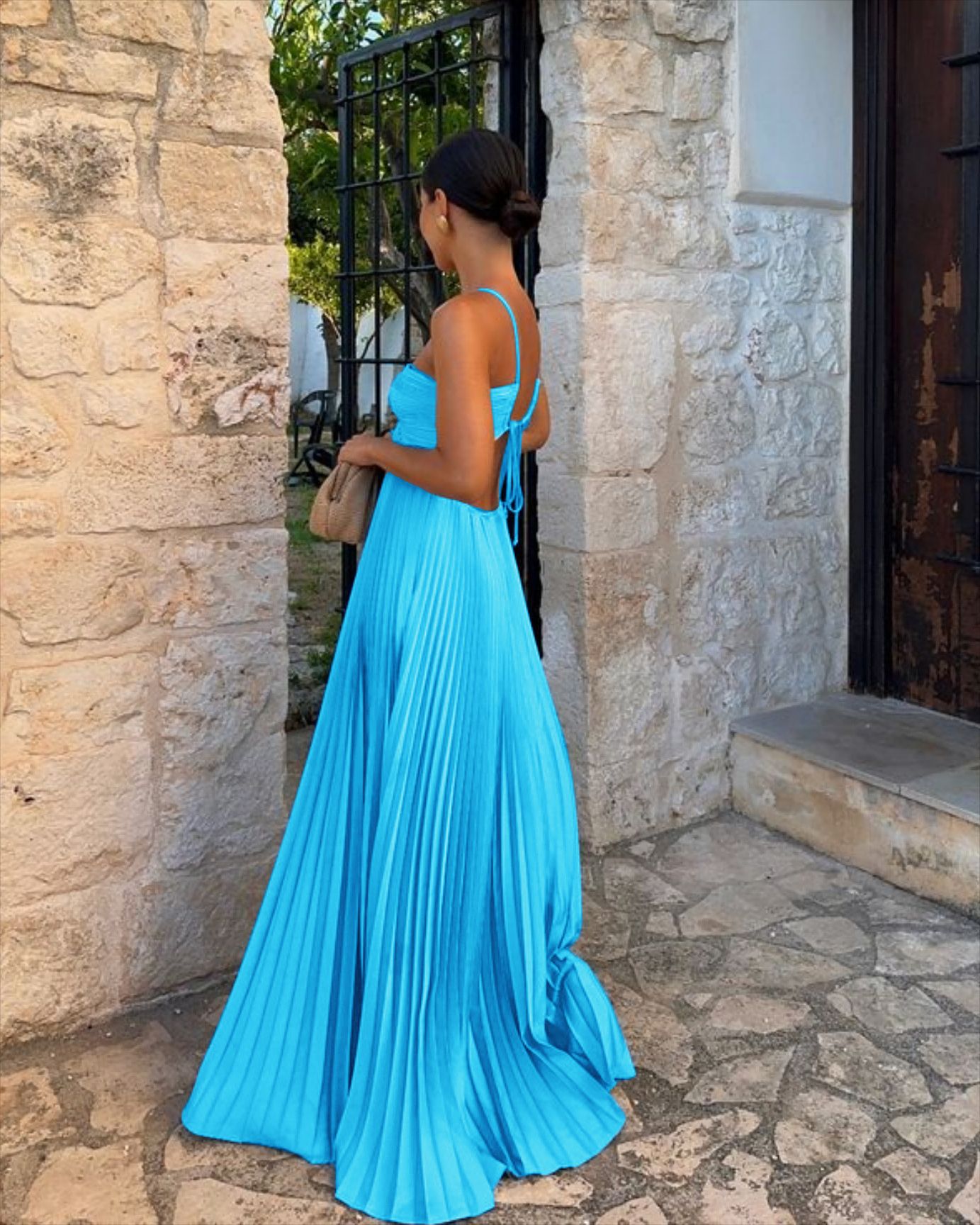 Robe Longue Plissée Élégante Femme