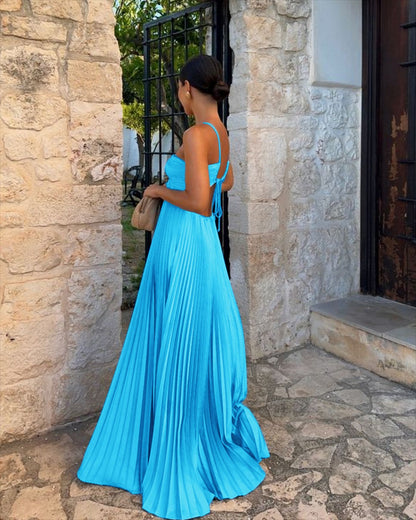 Robe Longue Plissée Élégante Femme