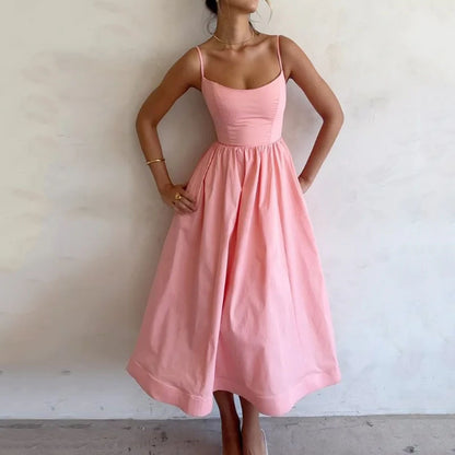 Robe Bretelles Fluide Style Féminin