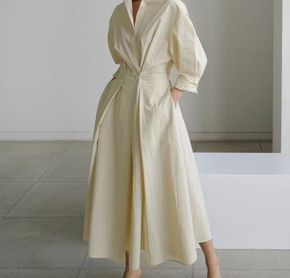 Robe Fluide Évasée Taille Élastique Femme