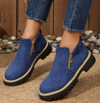 Bottines Suédées Zip Latéral Confort Femme
