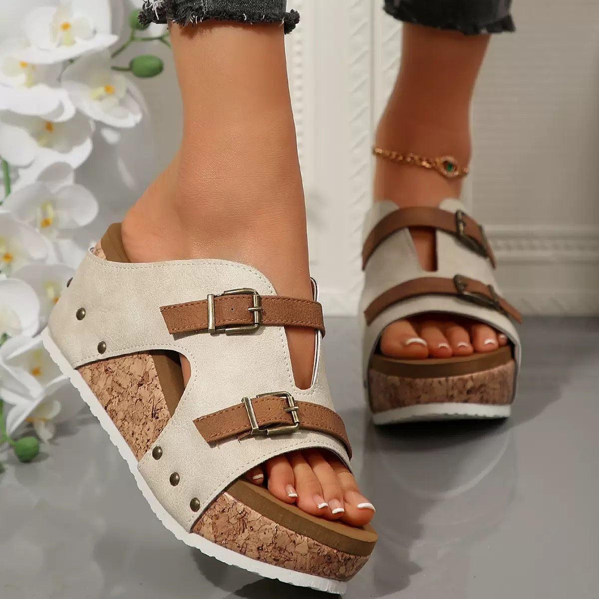 Sandales Compensées Élégantes Confort Femme