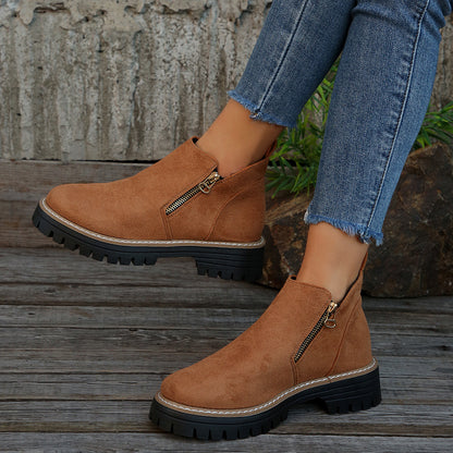 Bottines Suédées Zip Latéral Confort Femme