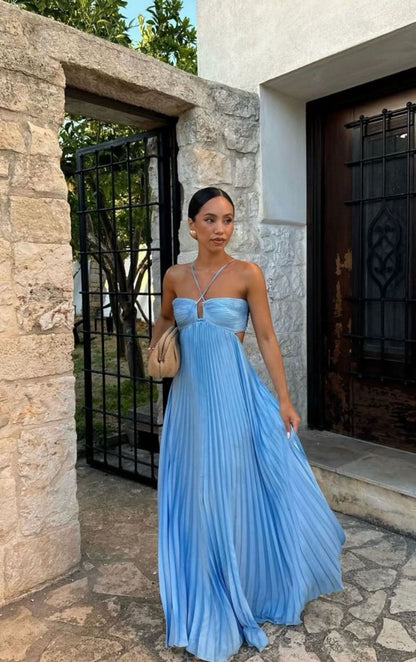 Robe Longue Plissée Élégante Femme