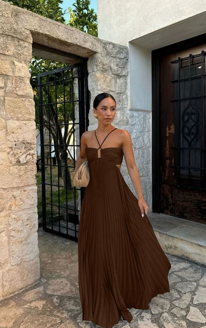 Robe Longue Plissée Élégante Femme