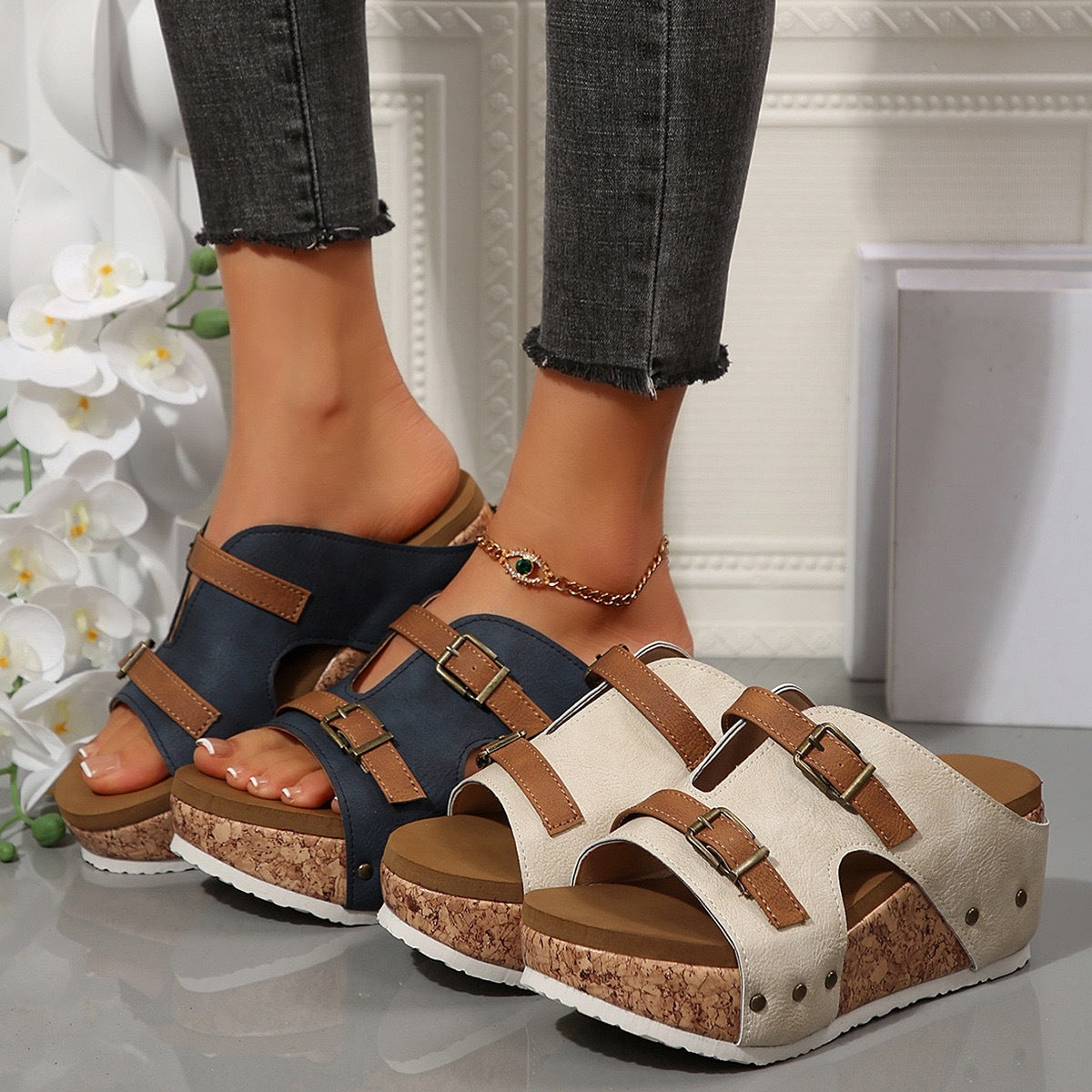 Sandales Compensées Élégantes Confort Femme