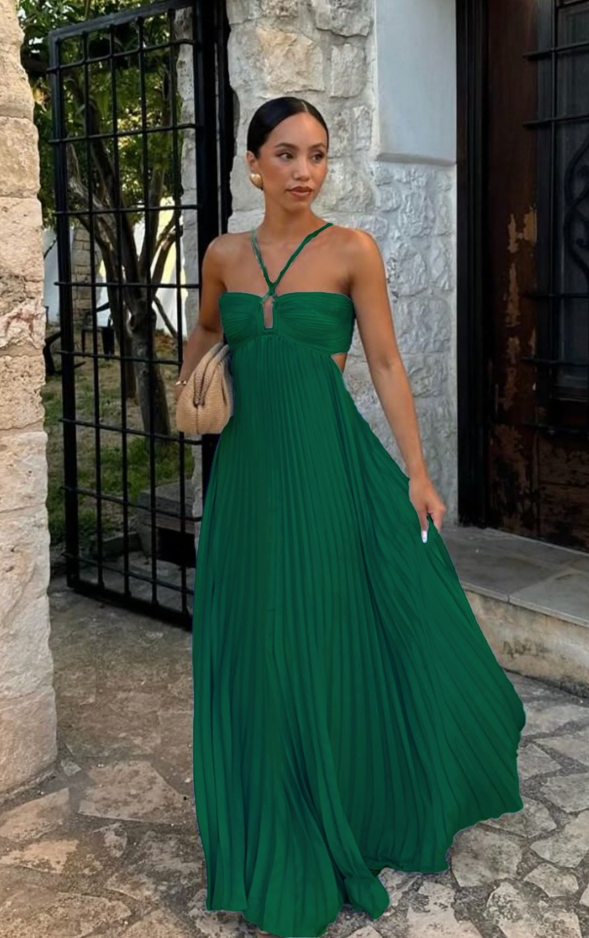 Robe Longue Plissée Élégante Femme