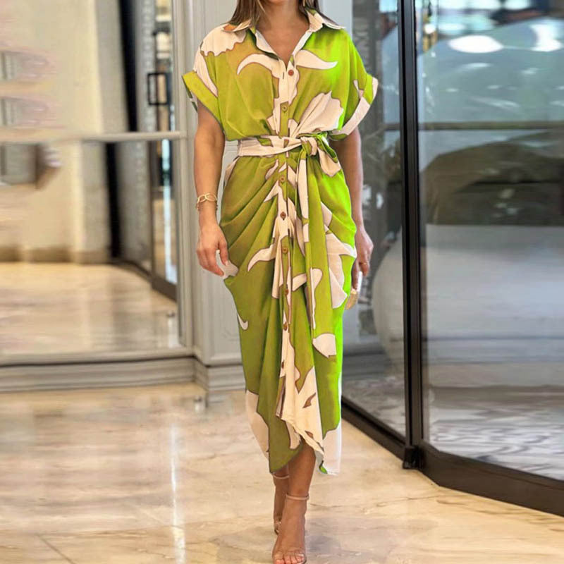 Robe Chemise Midi Imprimée Élégante