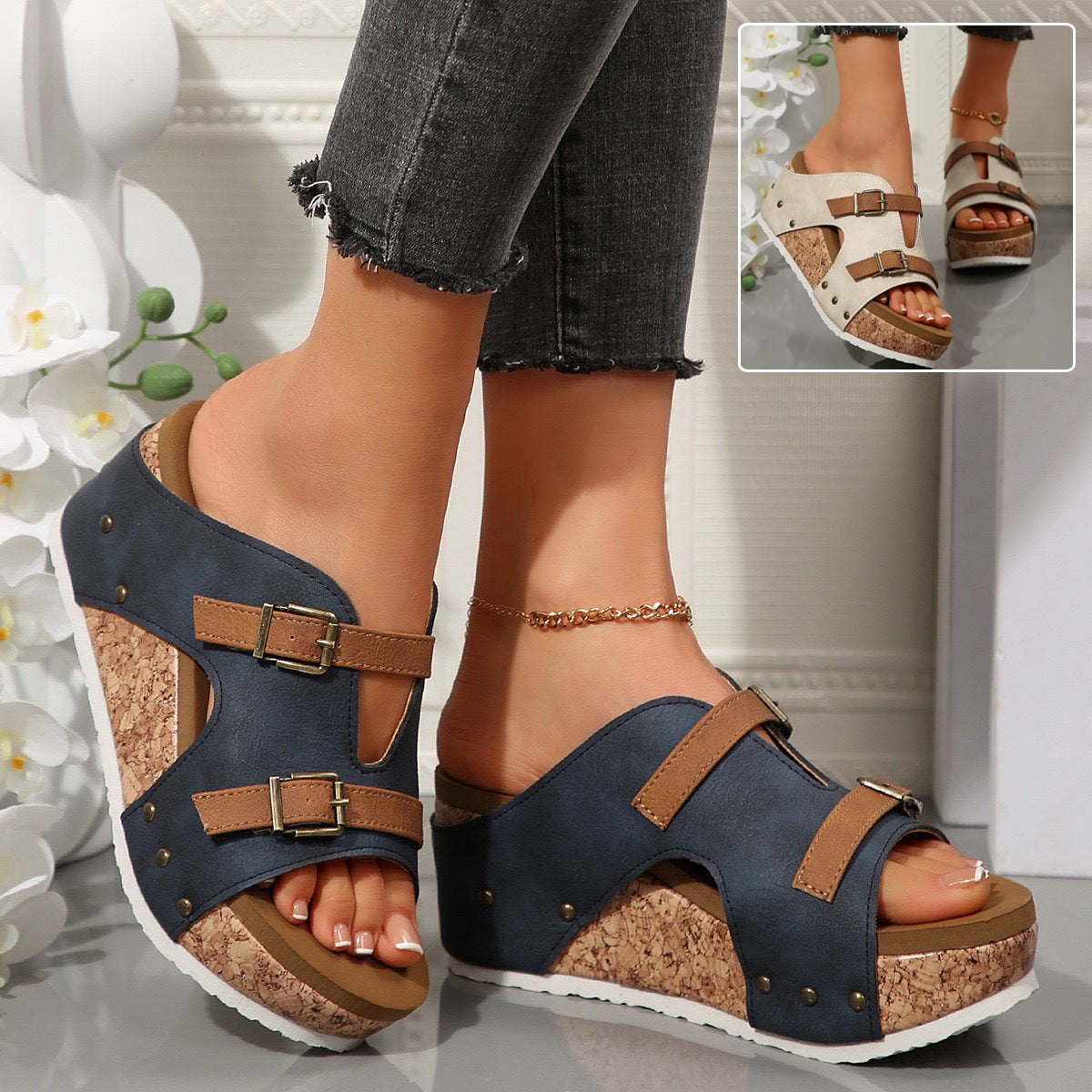 Sandales Compensées Élégantes Confort Femme