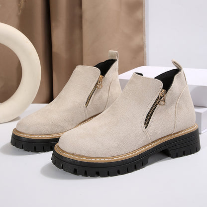 Bottines Suédées Zip Latéral Confort Femme