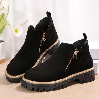 Bottines Suédées Zip Latéral Confort Femme
