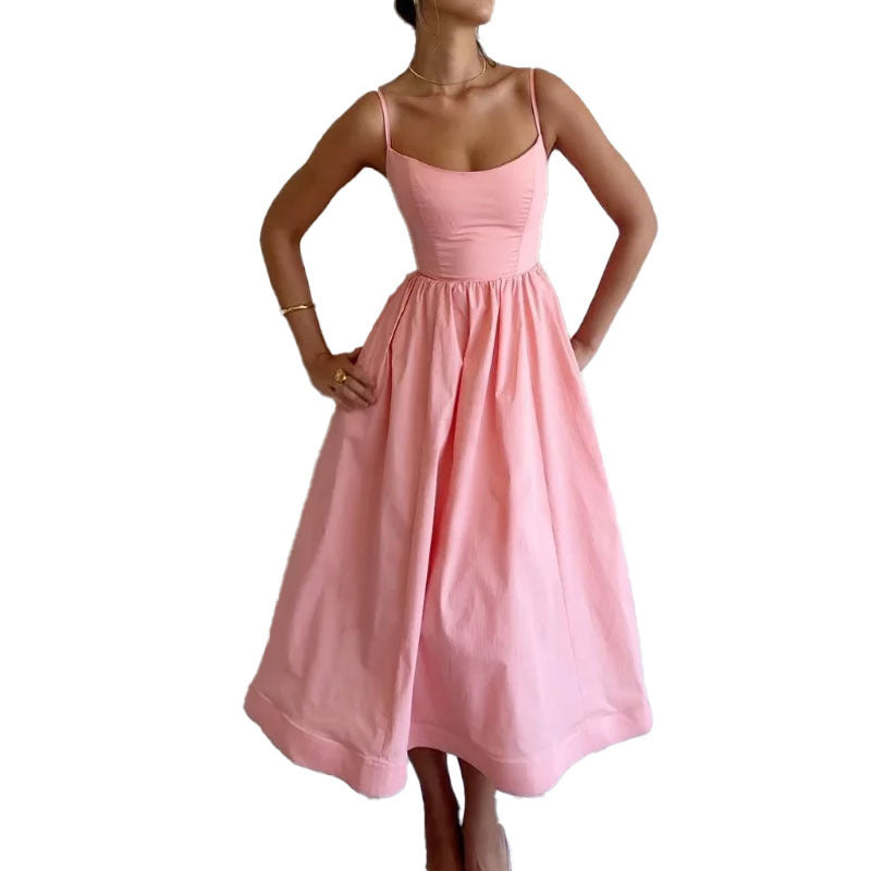 Robe Bretelles Fluide Style Féminin