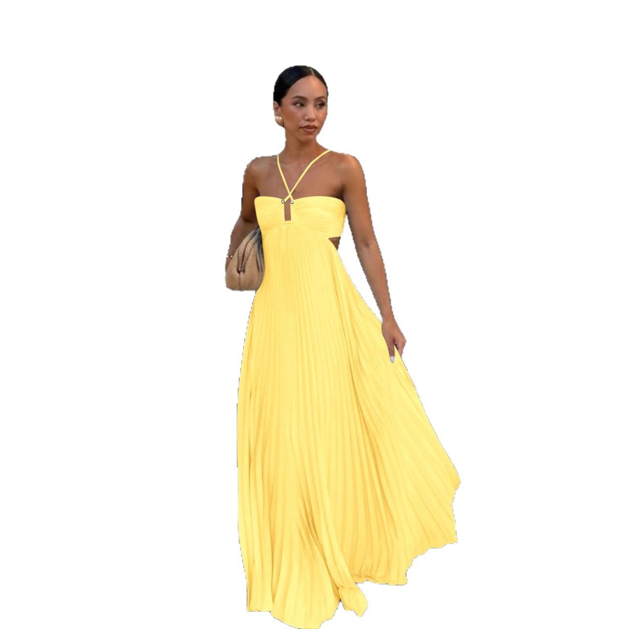 Robe Longue Plissée Élégante Femme