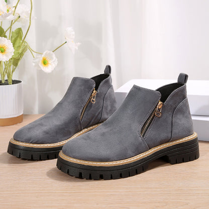 Bottines Suédées Zip Latéral Confort Femme